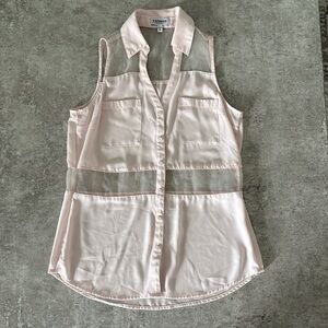Express Pink Sleeveless Button Down Polo Top